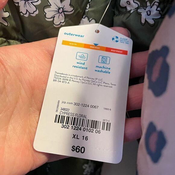 Girls Where Abouts Army Green Floral Coat and Animal Print Coat NWT Size 16 - Picture 7 of 16